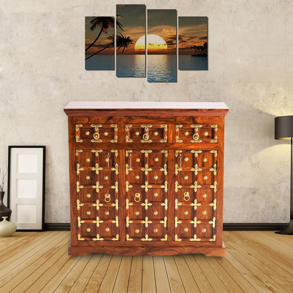 Shop For Solid Sheesham Wood Brass Sideboard Online In India