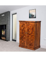 Solid Wooden Traditioanl Niwar Patti Design Bar Cabinet