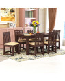 Sheesham Wood Dining Table 6 Seater / 6 Seater Dining Set with Chairs for Dining Room Walnut Color