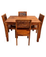 Sheesham Wood 4 Seater Dining Set with Chair for Dining Room Honey Color