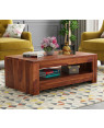 Fager Sheesham Wood Coffee Table with Open Shelf Storage 
