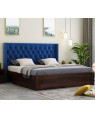Drewno Sheesham Wood Upholstered Bed With Storage 