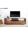 Solid Wood Curved Tv Unit with 2 Drawers