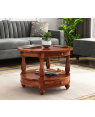 Alice Sheesham Wood Round Coffee Table with Drawers 