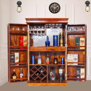 Solid Sheesham Wood Bar Cabinet