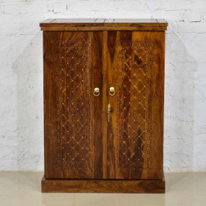 Wooden Bar Cabinet with Brass Design