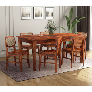 Mcbeth - Trois 6 Seater without Cushion Dining Set