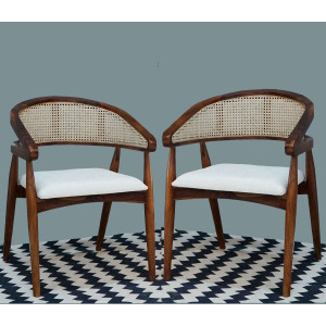 Alexia Curved Arm Chair with Cane - Set of 2 