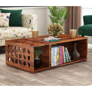 Ziegler Sheesham Wood Coffee Table with Open Storage 