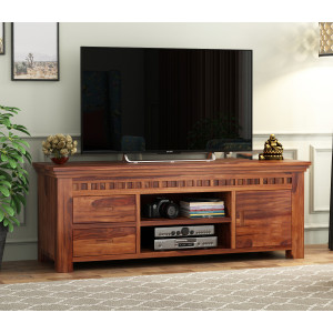 Adolph Sheesham Wood Tv Unit with Open & Close Storage 