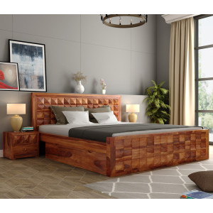 Morse Sheesham Wood Bed with Drawer Storage 