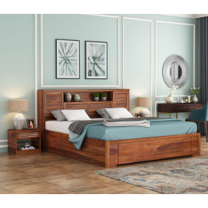 Ferguson Sheesham Wood Bed With Storage Drawers 
