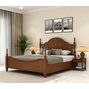 Flair Ash Wood Poster Bed Without Storage 