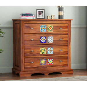 Boho 4-Drawer Wooden Chest Of Drawers 
