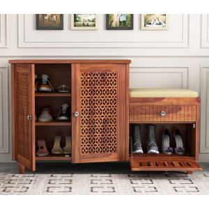 Hopkin Shoe Rack with Seat and Storage Drawers 