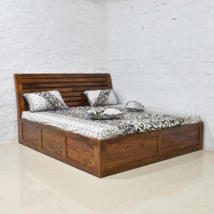 Solid Wood Denzel Bed with Storage