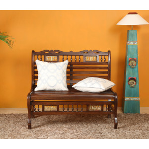 Costa Double Seater with Striped Wood Pattern in Walnut Finish