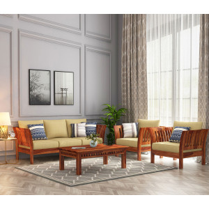 Raiden Wooden Sofa Set with Washable Zipper Cover 