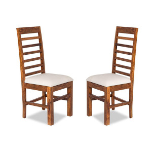  GFH Solid Sheesham Wood Dining Chairs Only | Wooden Dinning Chair for Kitchen & Dining Room | Chairs with Cushion | Rosewood, Natural Teak Finish 